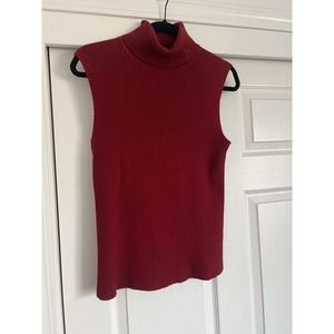 Polo Jeans Co. Ralph Lauren Ribbed Turtleneck Tank Red Flag RL Logo Classic, Med